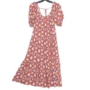 NWT Knox Rose Womens Dress Midi Boho Hippie Abstract Pockets Size XS IB